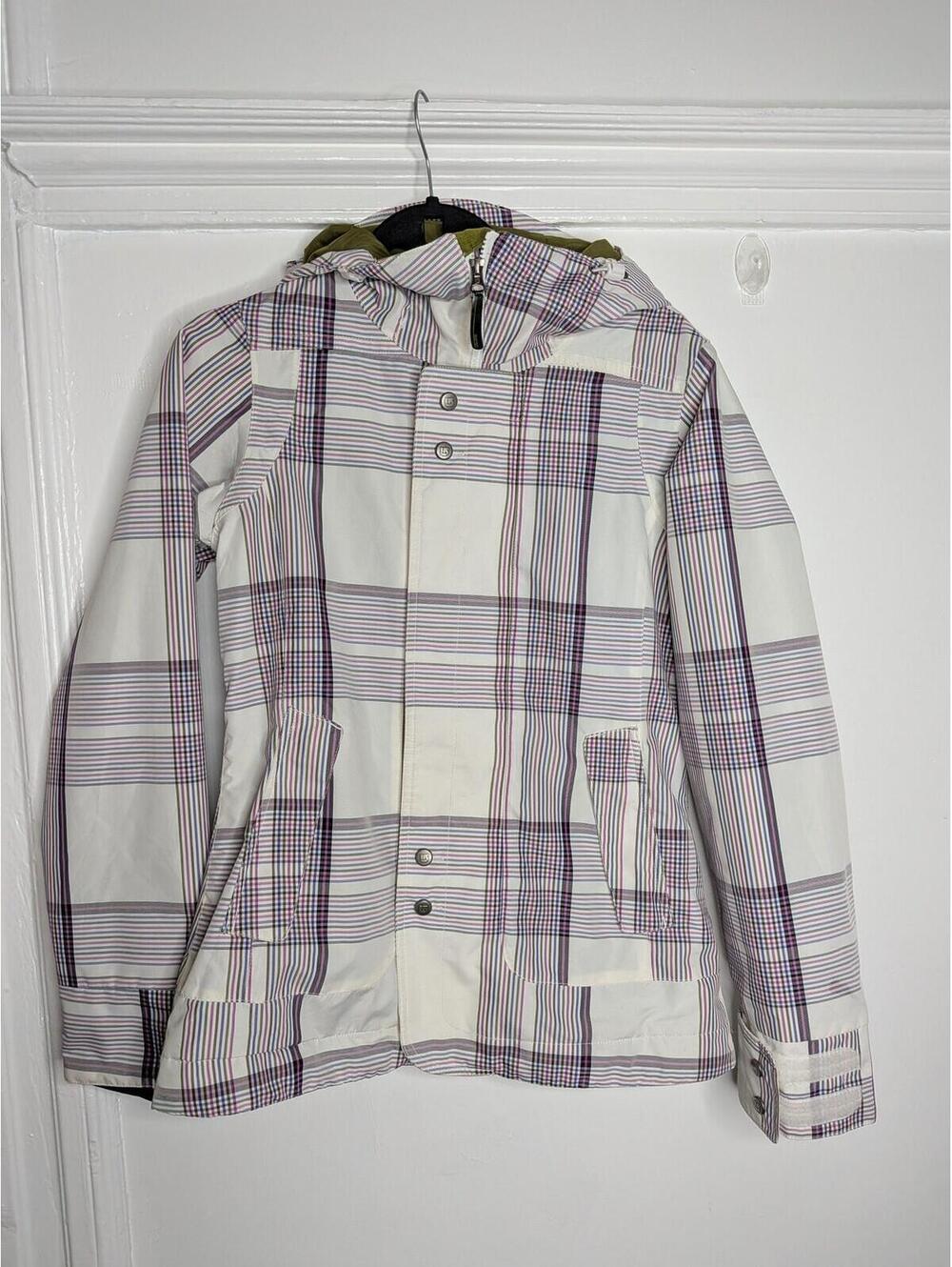 Burton Jacket Womens Small Multicolor Plaid Hooded Insulated Snow Ski DRYRIDE